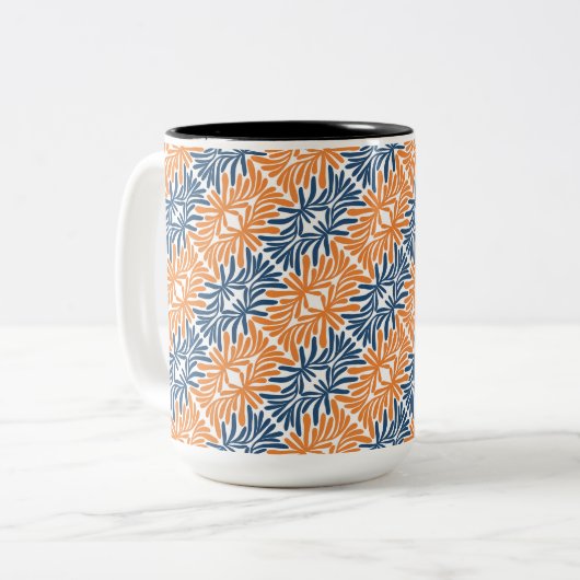 Moderne Abstracte bloemen Tweekleurige Koffiemok (Voorkant links)