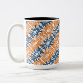 Moderne Abstracte bloemen Tweekleurige Koffiemok