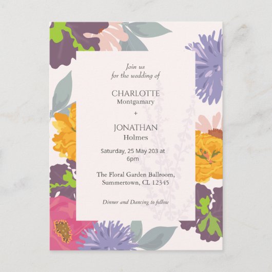 Moderne Abstracte bloemenbruiloft Briefkaart (Voorkant)