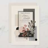 Moderne Abstracte bloemenbruiloft Kaart (Voorkant / Achterkant)