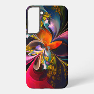 Moderne Abstracte Bloemenschildering Rood Blauw Pa Samsung Galaxy Hoesje