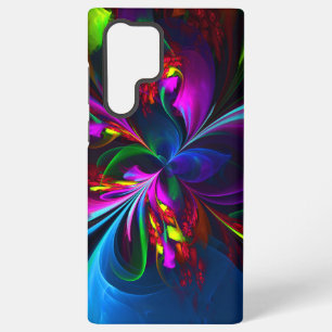 Moderne Abstracte Bloemenschilderkunst Rood Blauw  Samsung Galaxy Hoesje