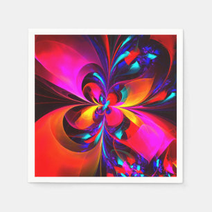 Moderne Abstracte Bloemenschilderkunst Rood Blauw  Servet