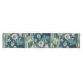Moderne Abstracte Bloemige Blauw Groen Geel Wit Medium Tafelloper (Horizontaal)