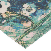 Moderne Abstracte Bloemige Blauw Groen Geel Wit Medium Tafelloper (Hoek)