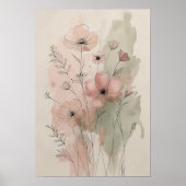 Moderne Abstracte Bloemige Muurkunst II Poster (Voorkant)