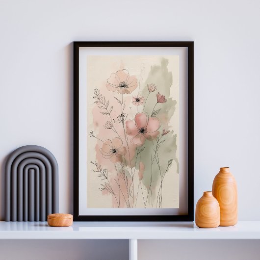Moderne Abstracte Bloemige Muurkunst II Poster