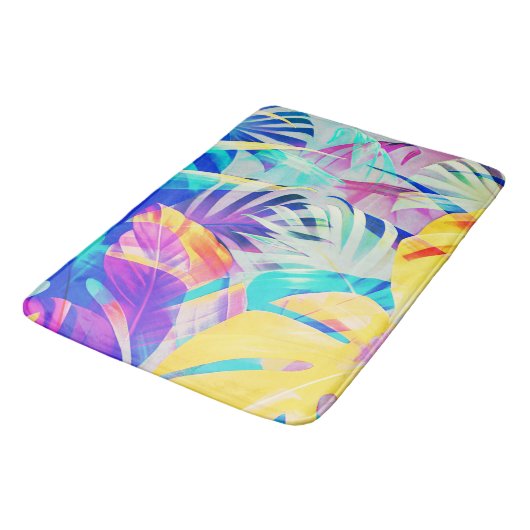 Moderne Abstracte Bloemige Pastel Kleur Badmat (Gekanteld)