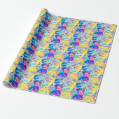 Moderne Abstracte Bloemige Pastel Kleur Cadeaupapier (Uitgerold)