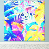 Moderne Abstracte Bloemige Pastel Kleur Canvas Afdruk (Insitu (Houten vloer))