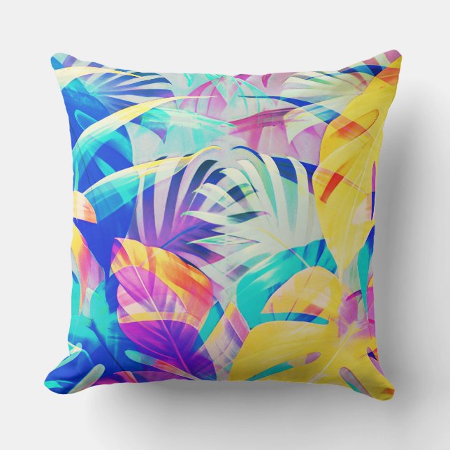 Moderne Abstracte Bloemige Pastel Kleur Kussen (Voorkant)
