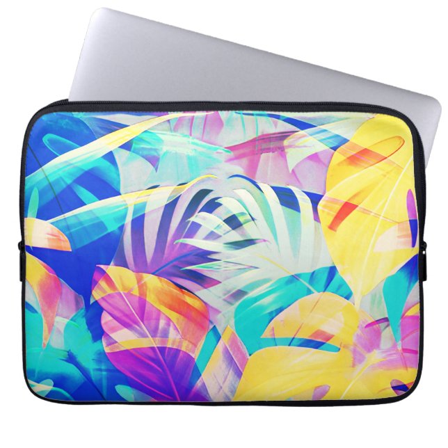 Moderne Abstracte Bloemige Pastel Kleur Laptop Sleeve (Voorkant)