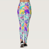 Moderne Abstracte Bloemige Pastel Kleur Leggings (Achterkant)