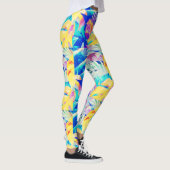 Moderne Abstracte Bloemige Pastel Kleur Leggings (Rechts)
