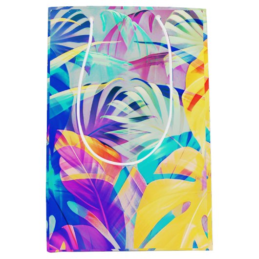 Moderne Abstracte Bloemige Pastel Kleur Medium Cadeauzakje (Voorkant)