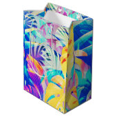 Moderne Abstracte Bloemige Pastel Kleur Medium Cadeauzakje (Achterkant Gekanteld)