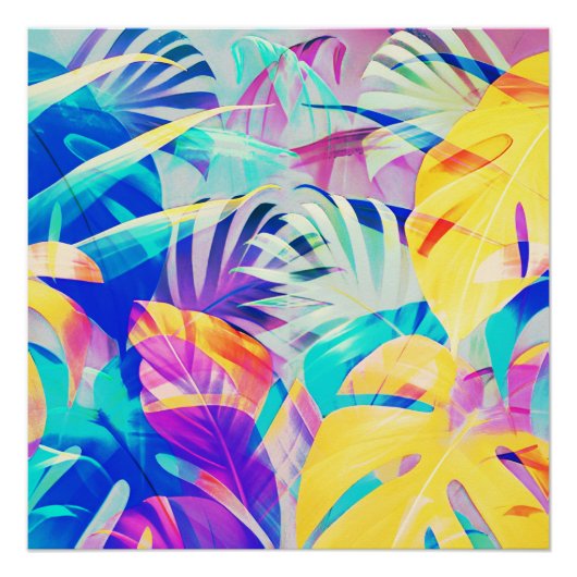 Moderne Abstracte Bloemige Pastel Kleur Perfect Poster (Voorkant)