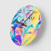 Moderne Abstracte Bloemige Pastel Kleur Ronde Klok (Hoek)