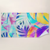 Moderne Abstracte Bloemige Pastel Kleur Strandlaken (Voorkant)