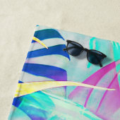 Moderne Abstracte Bloemige Pastel Kleur Strandlaken (In situ)