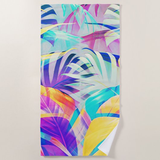 Moderne Abstracte Bloemige Pastel Kleur Strandlaken (Voorkant)