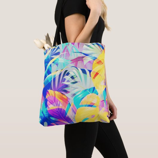 Moderne Abstracte Bloemige Pastel Kleur Tote Bag (Dichtbij)