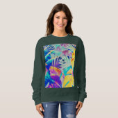Moderne Abstracte Bloemige Pastel Kleur Trui (Voorkant volledig)