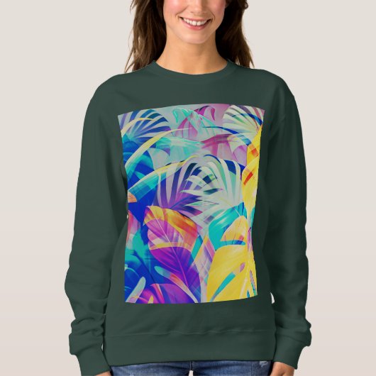 Moderne Abstracte Bloemige Pastel Kleur Trui (Voorkant)