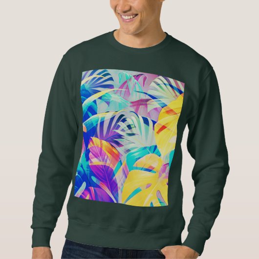 Moderne Abstracte Bloemige Pastel Kleur Trui (Voorkant)