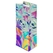 Moderne Abstracte Bloemige Pastel Kleur Wijn Cadeautas (Achterkant Gekanteld)