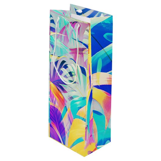 Moderne Abstracte Bloemige Pastel Kleur Wijn Cadeautas (Voorkant Gekanteld)
