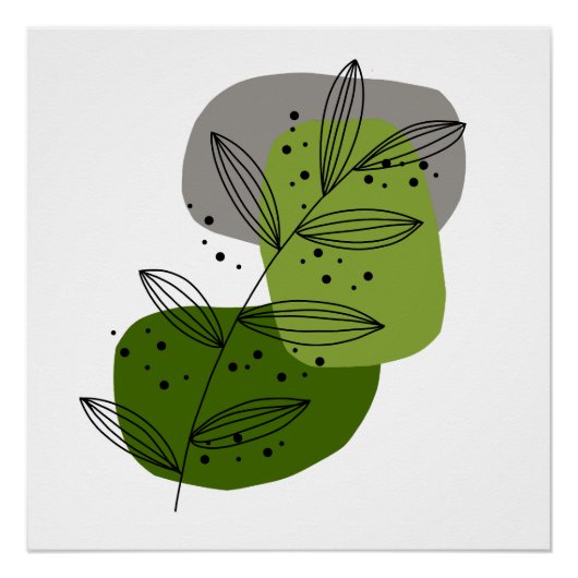 Moderne Abstracte Bloemige Posterprint Perfect Poster (Voorkant)