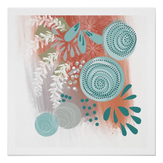 Moderne Abstracte Bloemige Posterprint Perfect Poster (Voorkant)