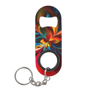 Moderne Abstracte Bloemkunst Oranje Blauwe Patroon Mini Flessenopener
