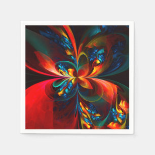 Moderne Abstracte Bloemkunst Oranje Blauwe Patroon Servet