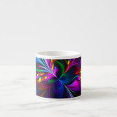 Moderne Abstracte Bloemkunst Rode Blauwe Patroon # Espresso Kop (Voorkant)