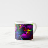 Moderne Abstracte Bloemkunst Rode Blauwe Patroon # Espresso Kop (Voorkant rechts)