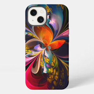 Moderne Abstracte Bloemkunst Rode Blauwe Patroon # iPhone 13 Hoesje