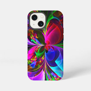 Moderne Abstracte Bloemkunst Rode Blauwe Patroon # iPhone 13 Mini Hoesje