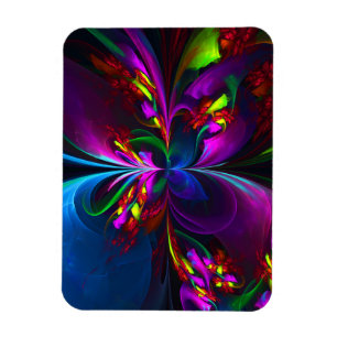 Moderne Abstracte Bloemkunst Rode Blauwe Patroon # Magneet