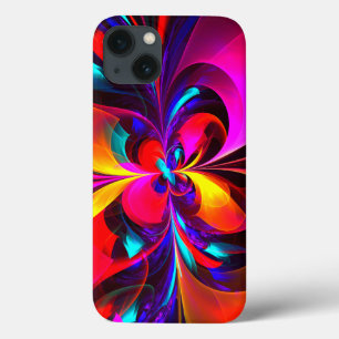 Moderne Abstracte Bloemkunst Rood Blauw Patroon #0 Case-Mate iPhone Case