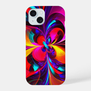 Moderne Abstracte Bloemkunst Rood Blauw Patroon #0 iPhone 15 Case