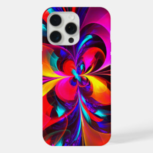 Moderne Abstracte Bloemkunst Rood Blauw Patroon #0 iPhone 15 Pro Max Case