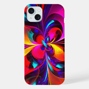 Moderne Abstracte Bloemkunst Rood Blauw Patroon #0 iPhone 15 Plus Case