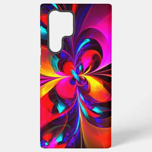 Moderne Abstracte Bloemkunst Rood Blauw Patroon #0 Samsung Galaxy Hoesje (Achterkant)
