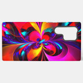 Moderne Abstracte Bloemkunst Rood Blauw Patroon #0 Samsung Galaxy Hoesje (Achterkant horizontaal)