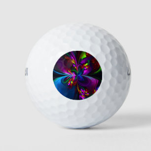 Moderne Abstracte Bloemkunst Rood Blauw Patroon #1 Golfballen