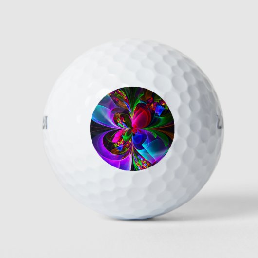 Moderne Abstracte Bloemkunst Rood Blauw Patroon #1 Golfballen (Voorkant)