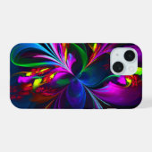 Moderne Abstracte Bloemkunst Rood Blauw Patroon #1 iPhone 15 Case (Achterkant horizontaal)