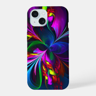 Moderne Abstracte Bloemkunst Rood Blauw Patroon #1 iPhone 15 Case